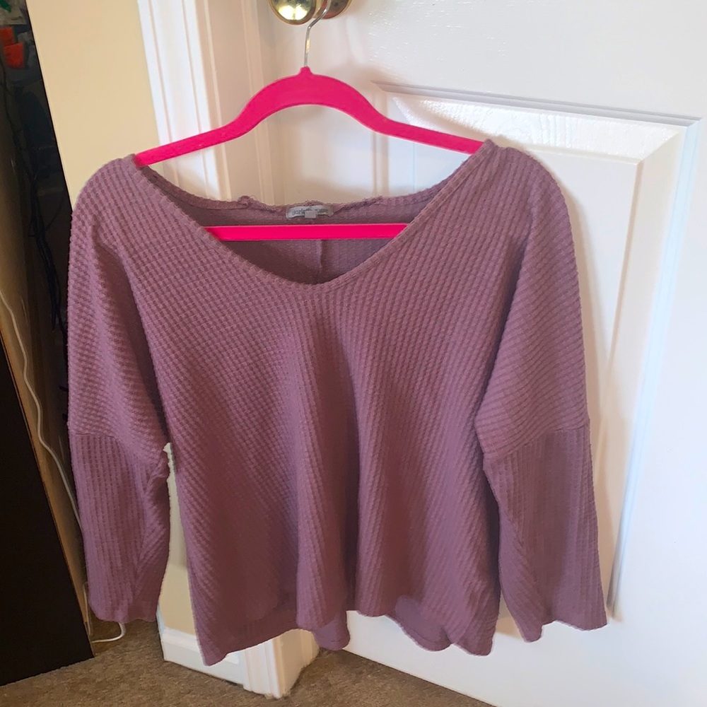 Mauve, three-quarter sleeve shirt from Charlotte Russe